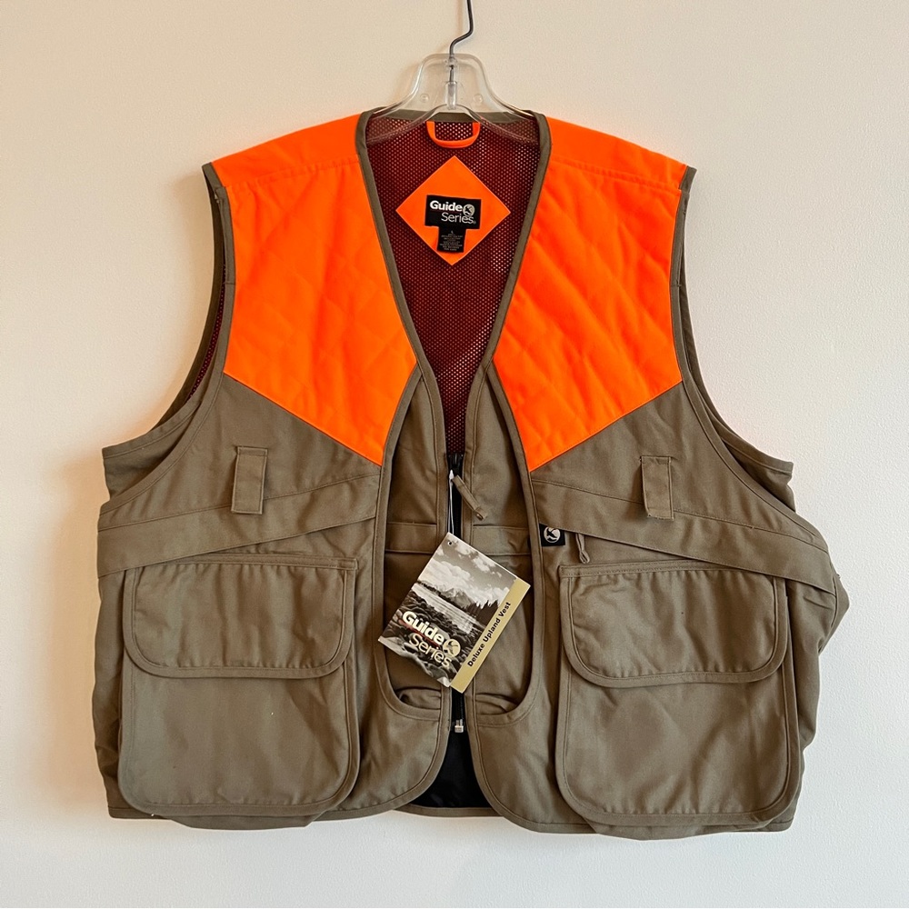 NWT Guide Series Deluxe Upland Hunting Vest, Orange/Tan Size Large
